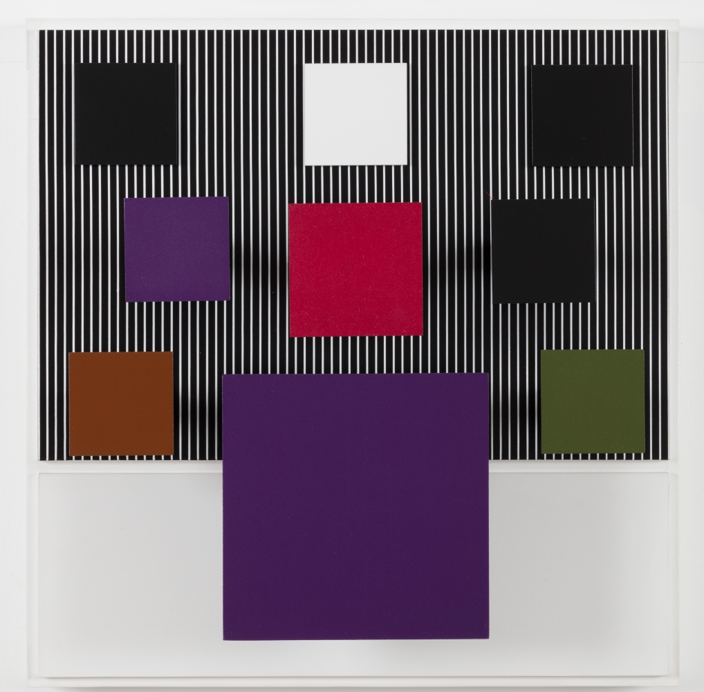 Jes&amp;uacute;s Rafael Soto

Le carr&amp;eacute; violet, 2001

Paint on wood and metal

53h x 52w x 17d cm

20 110/127h x 20 60/127w x 6 88/127d in